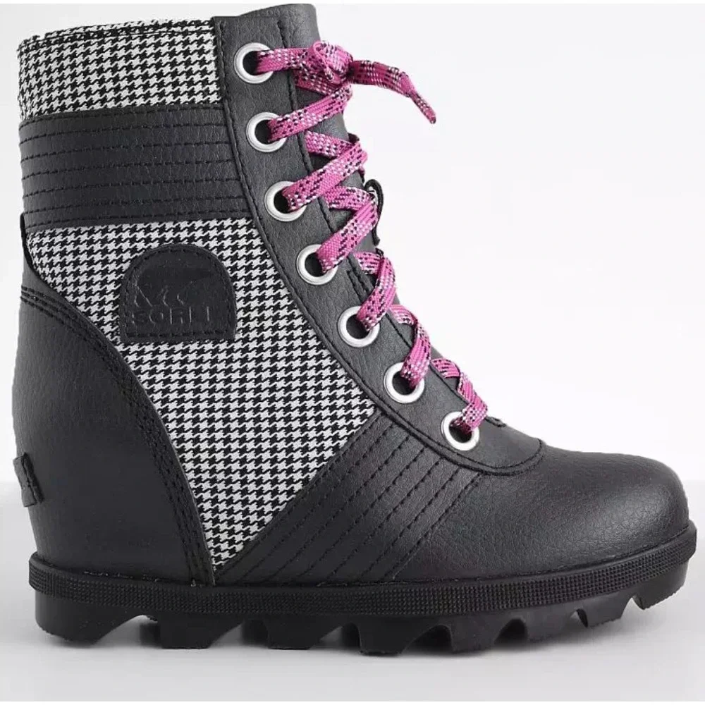 Sorel Joan of Arctic Youth Lexie‎ Wedge Boots Black Big Girls 1 UK 13 EU 32